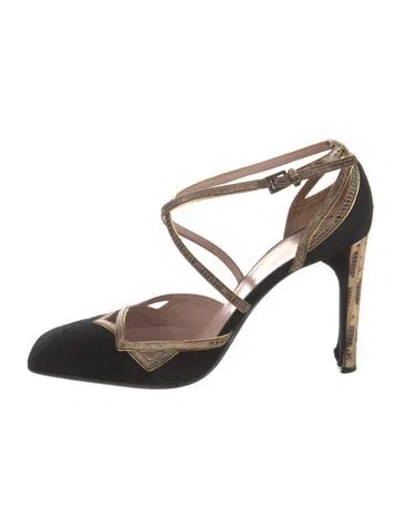 Pre-owned Prada Suede Animal Print Pumps In Black