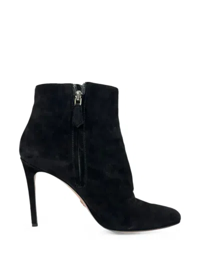 Pre-owned Prada Suede Ankle Boots In Black