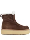 Prada Platform Booties Featuring Shearling Lining In Brown