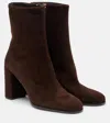 Prada Suede Ankle Boots In Brown