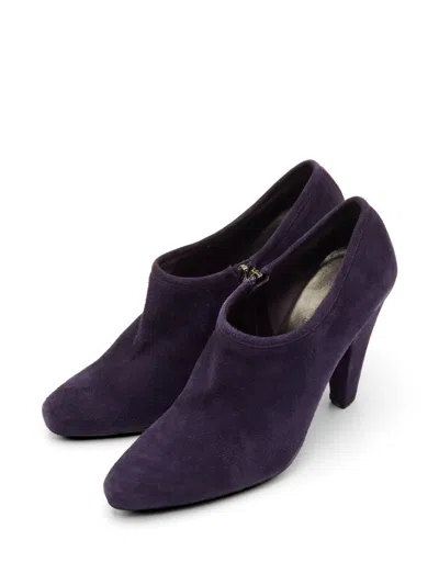 Pre-owned Prada Suede Ankle Boots In Purple