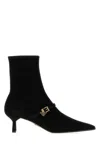 Prada Pointed Toe Kitten Heel Ankle Strap Pump In Black