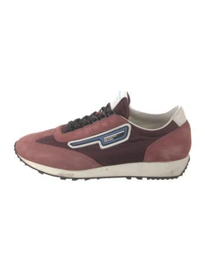 Pre-owned Prada Suede Athletic Sneakers In Burgundy