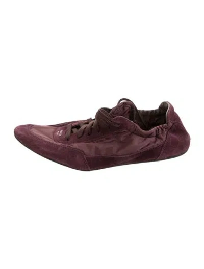 Pre-owned Prada Suede Athletic Sneakers In Burgundy