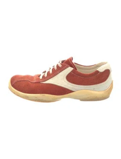 Pre-owned Prada Suede Athletic Sneakers In Orange