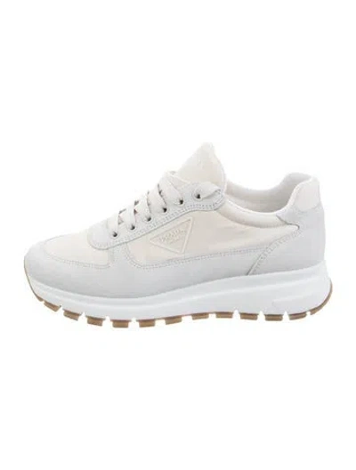 Pre-owned Prada Suede Athletic Sneakers In White
