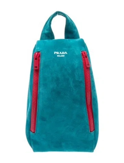 Pre-owned Prada Suede Backpack 2025 In Blue