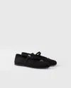 Prada Leather Ballerina Shoes In Black