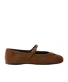Prada Suede Ballerinas In Brown