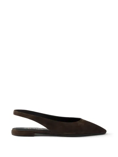 Prada Suede Ballerinas In Brown