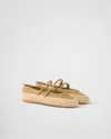 Prada Suede Ballerinas In Ecru