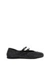 Prada Triangle Logo Studded Velvet Ballet Flats