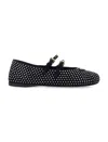 Prada Suede Ballerinas With Crystals In Black