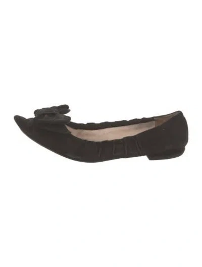 Pre-owned Prada Suede Ballet Flats In Black