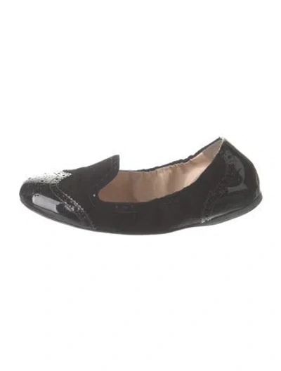 Pre-owned Prada Suede Ballet Flats In Black