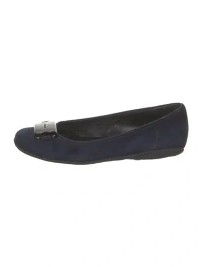 Pre-owned Prada Suede Ballet Flats In Blue
