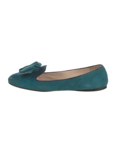 Pre-owned Prada Suede Ballet Flats In Blue