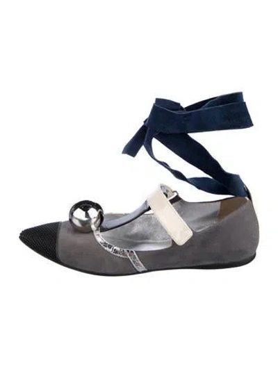 Pre-owned Prada Suede Ballet Flats In Blue