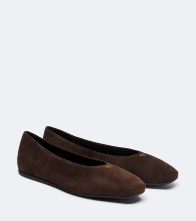 Prada Suede Ballet Flats In Brown