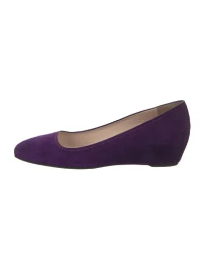 Pre-owned Prada Suede Ballet Flats In Purple