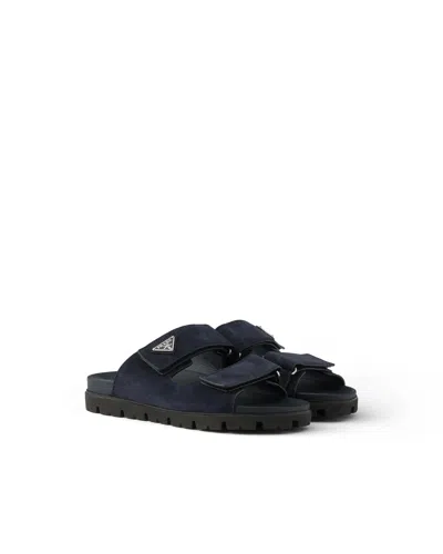 Prada Suede Band Sandals In Blue