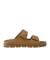 Prada Suede Triangle Sandals In Cinnamon