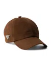 Prada Triangle Logo Suede Baseball Cap In Brown