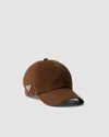 Prada Triangle Logo Suede Baseball Cap In Cocoa Brown