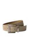 Prada Mens Neutral Brushed Suede Belt In Brown