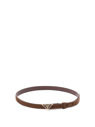 Prada Suede Belt In Brown