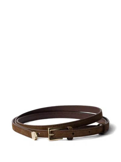 Prada Suede Belt In Brown
