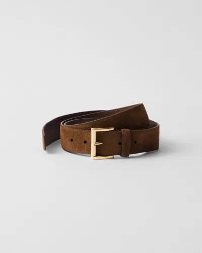Prada Cocoa Suede Leather Belt Women In Brown