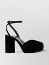 Prada Suede Block Heel Sandals With Open Toe