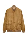 Prada Suede Blouson Jacket In Blue
