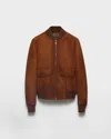 Prada Suede Blouson In Brown