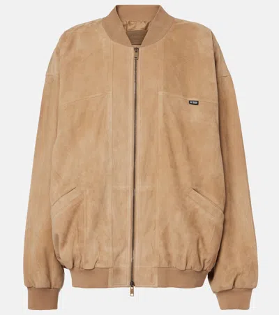 Prada Suede Blouson Jacket In Brown