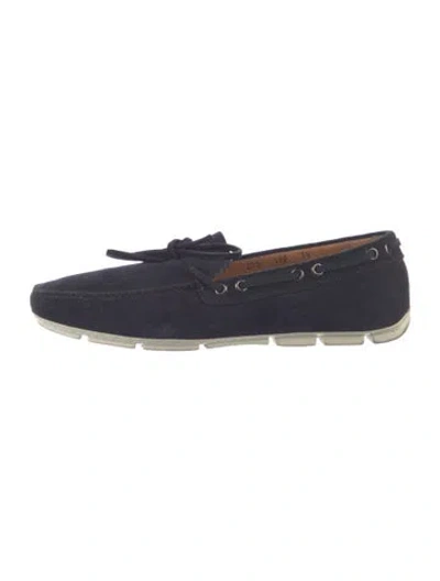 Pre-owned Prada Suede Boat Shoes In Blue