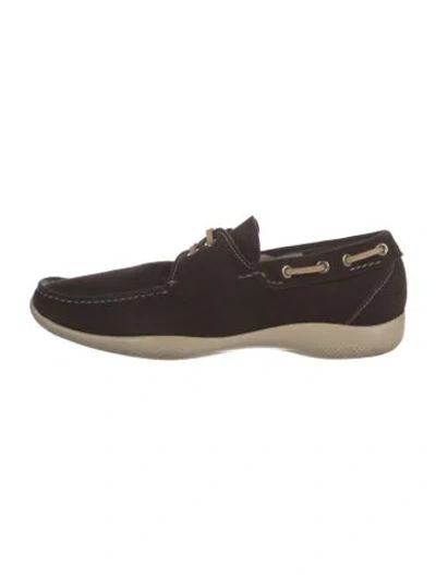 Pre-owned Prada Suede Boat Shoes In Brown