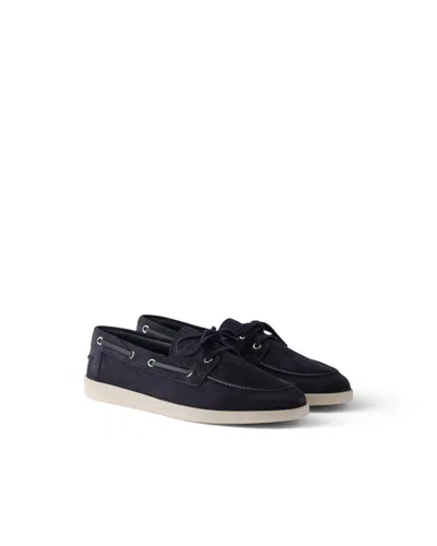 PRADA SUEDE BOAT SHOES WITH LACES