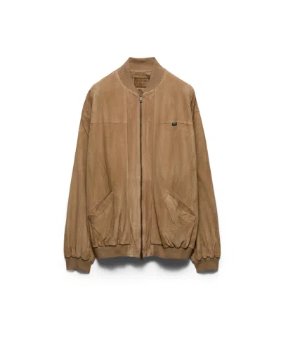 Prada Suede Bomber Jacket In Brown