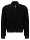 Prada Suede Bomber Jacket In Black