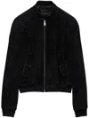 Prada Long-sleeved Leather Jacket In Black