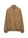 Prada Suede Bomber Jacket In Brown