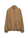 Prada Suede Bomber Jacket In Brown