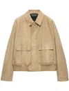 Prada Suede Bomber Jacket In Neutrals