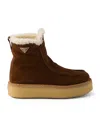 Prada Logo Suede Boot In Brown