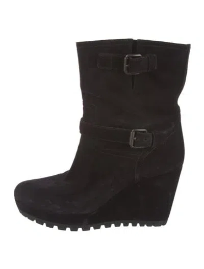 Pre-owned Prada Suede Boots In Black