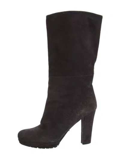 Pre-owned Prada Suede Boots In Black