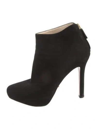 Pre-owned Prada Suede Boots In Black