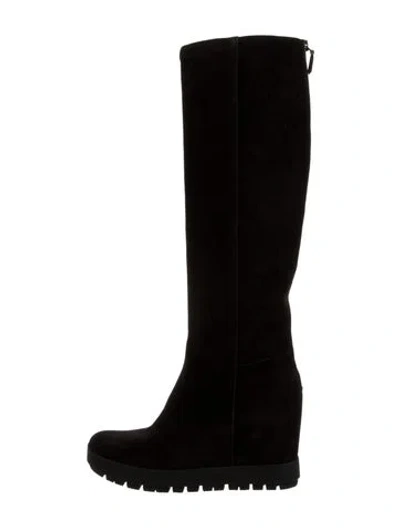 Pre-owned Prada Suede Boots In Black